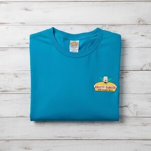 The Simpsons Krusty Burger Teal Graphic T-Shirt Medium Women’s Short Sleeve